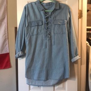 Chambray lace up tunic